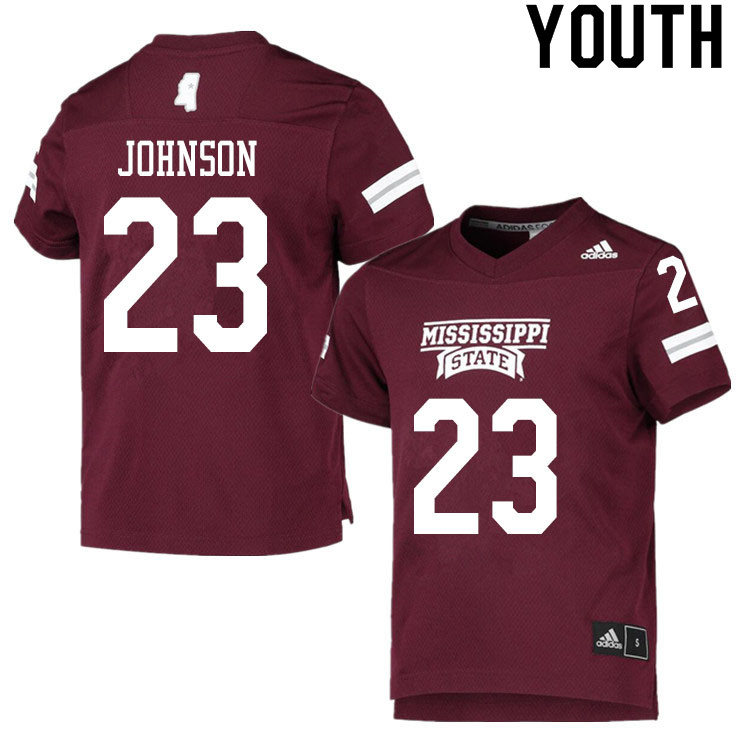 Youth #23 Dillon Johnson Mississippi State Bulldogs College Football Jerseys Sale-Maroon